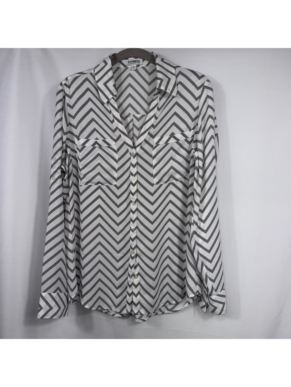 Express Portofino Chevron Button Down Shirt M
